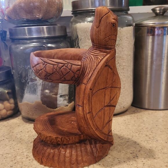 Elegant Brown Wooden Accent Sculpture with Abstract Design - Picture 1 of 5